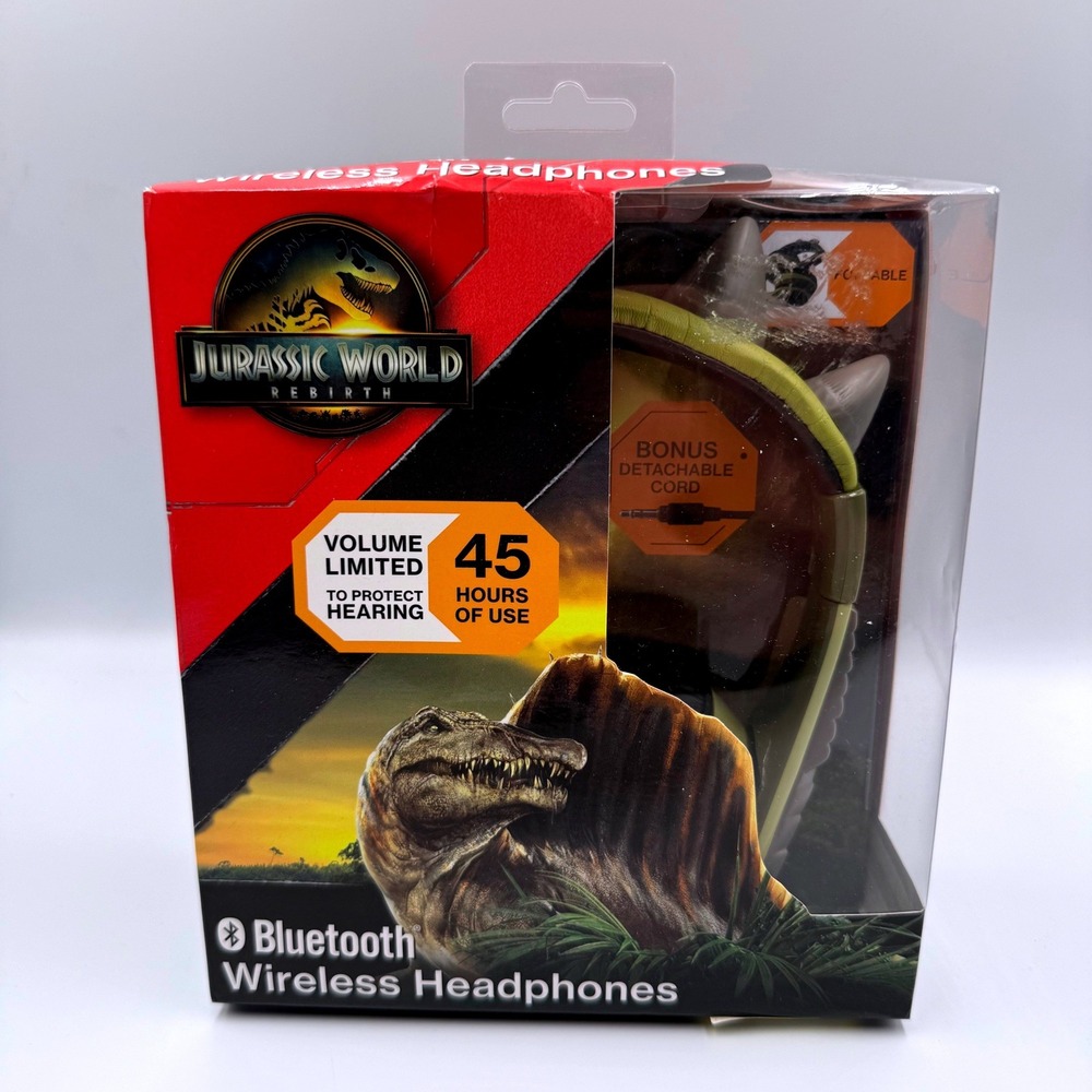 eKids Jurassic World Rebirth Bluetooth Wireless Headphones Green T2503 NEW